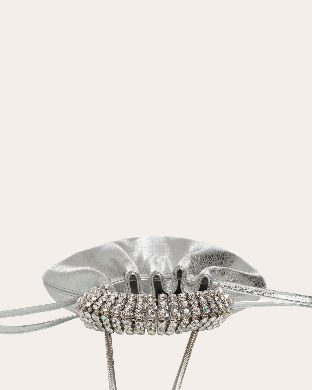 Ayla Crystal-Embellished Metallic Crackled-Leather Tote