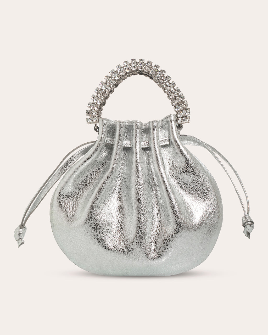 Ayla Crystal-Embellished Metallic Crackled-Leather Tote