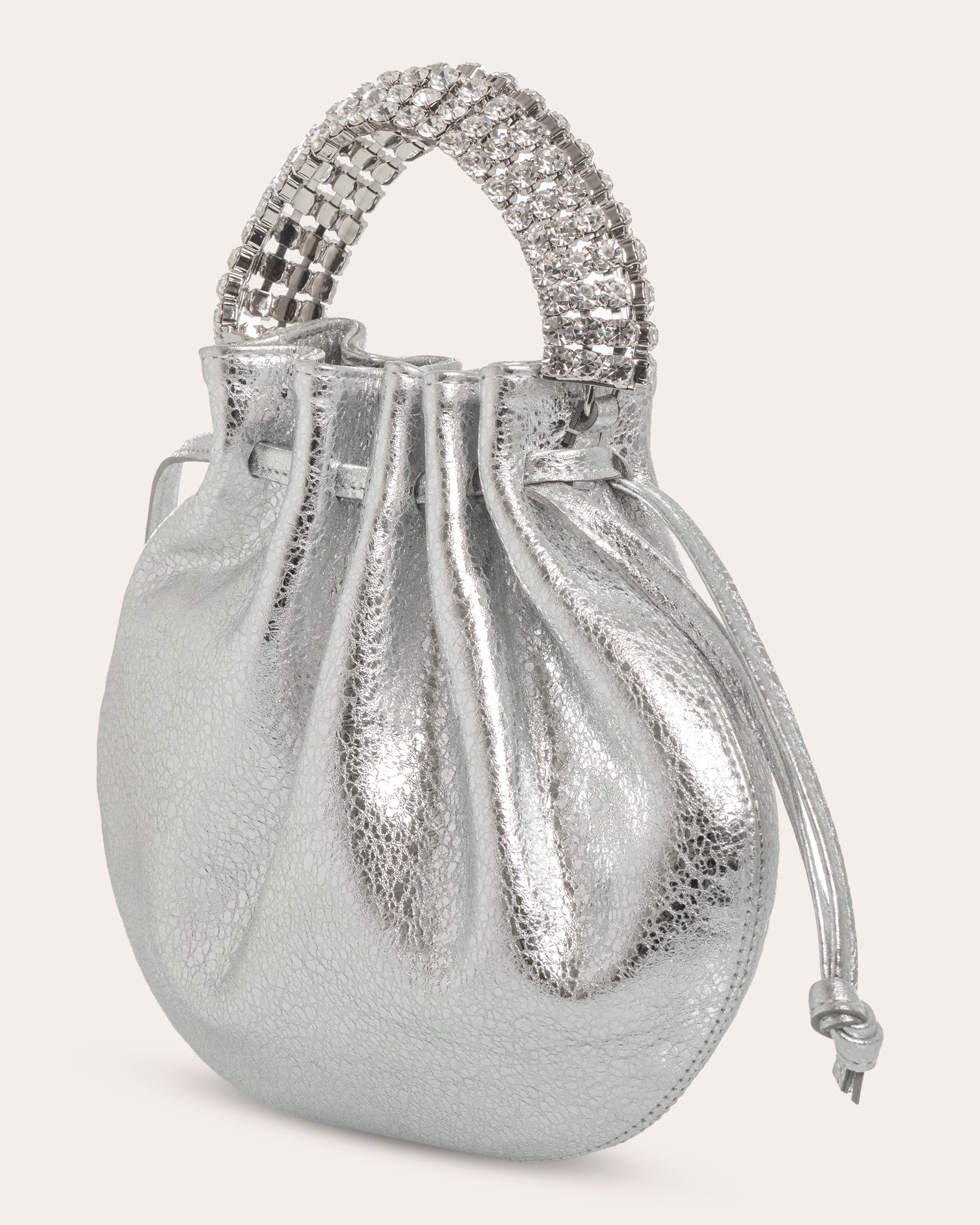 Ayla Crystal-Embellished Metallic Crackled-Leather Tote