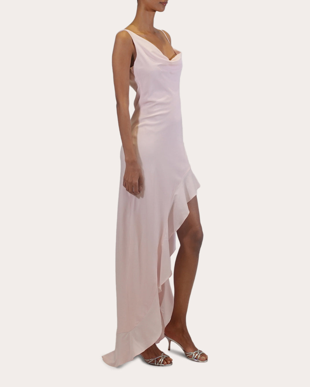 Daphne Asymmetric Draped Stretch-Charmeuse Gown