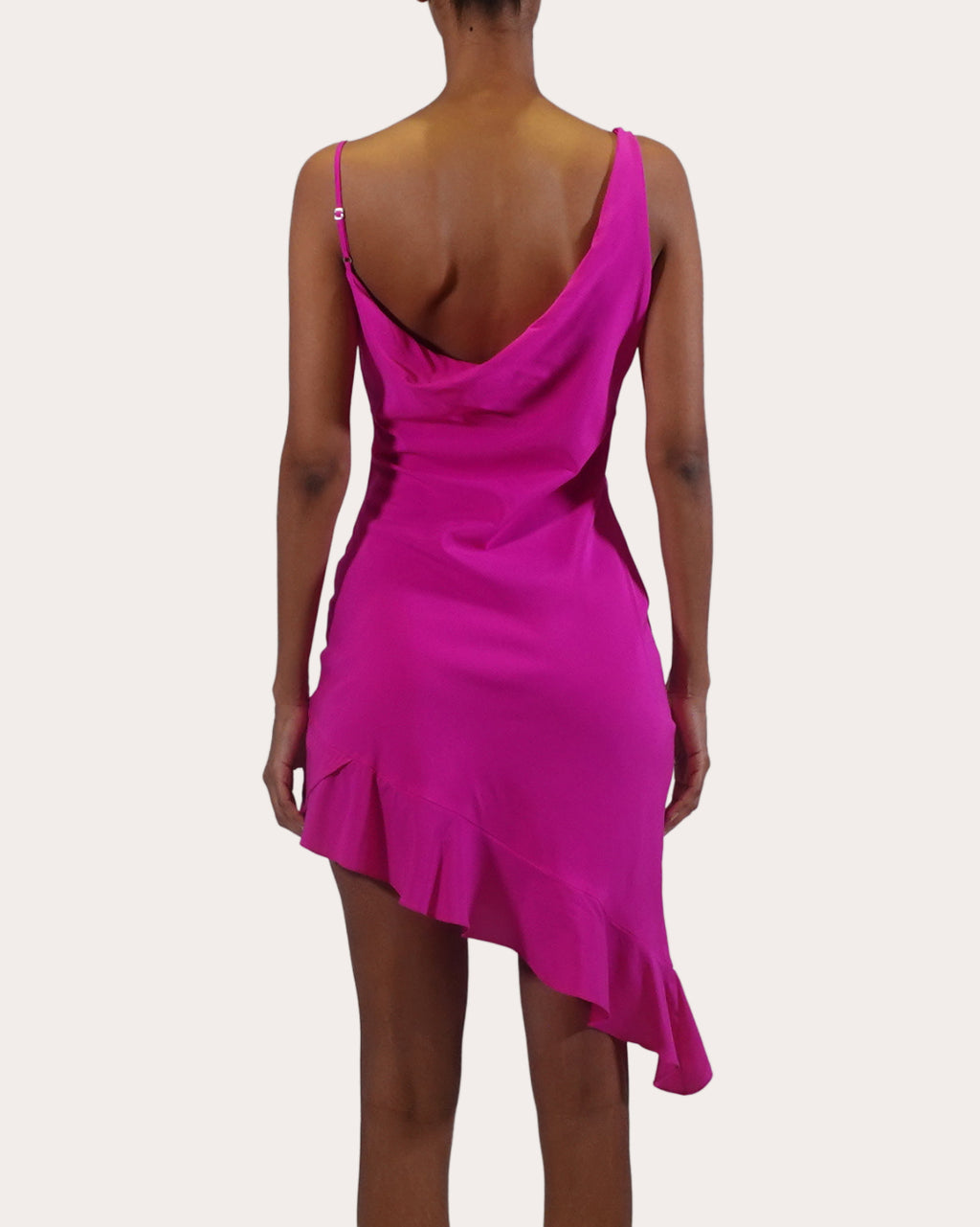 Daphne Silk Asymmetric Draped Mini Dress