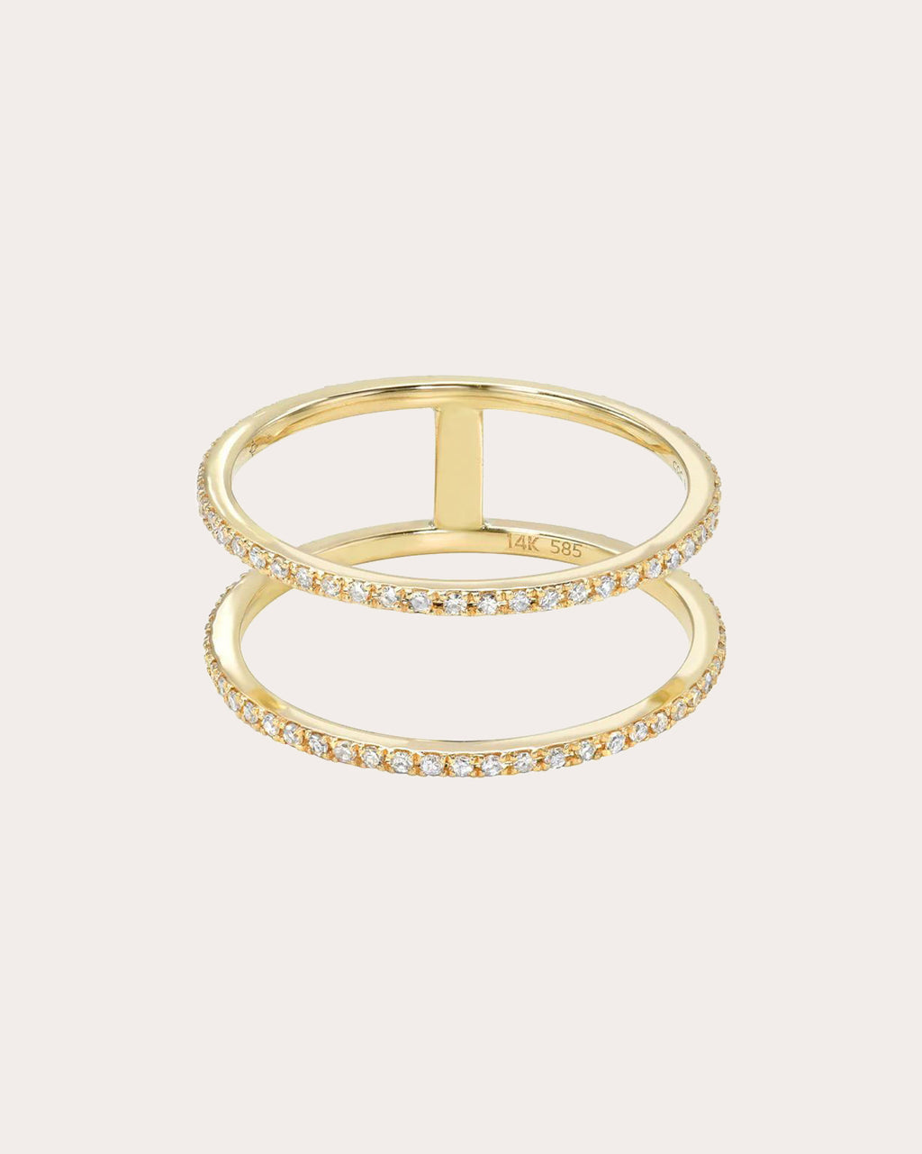 Double Band 14K Gold Diamond Eternity Ring