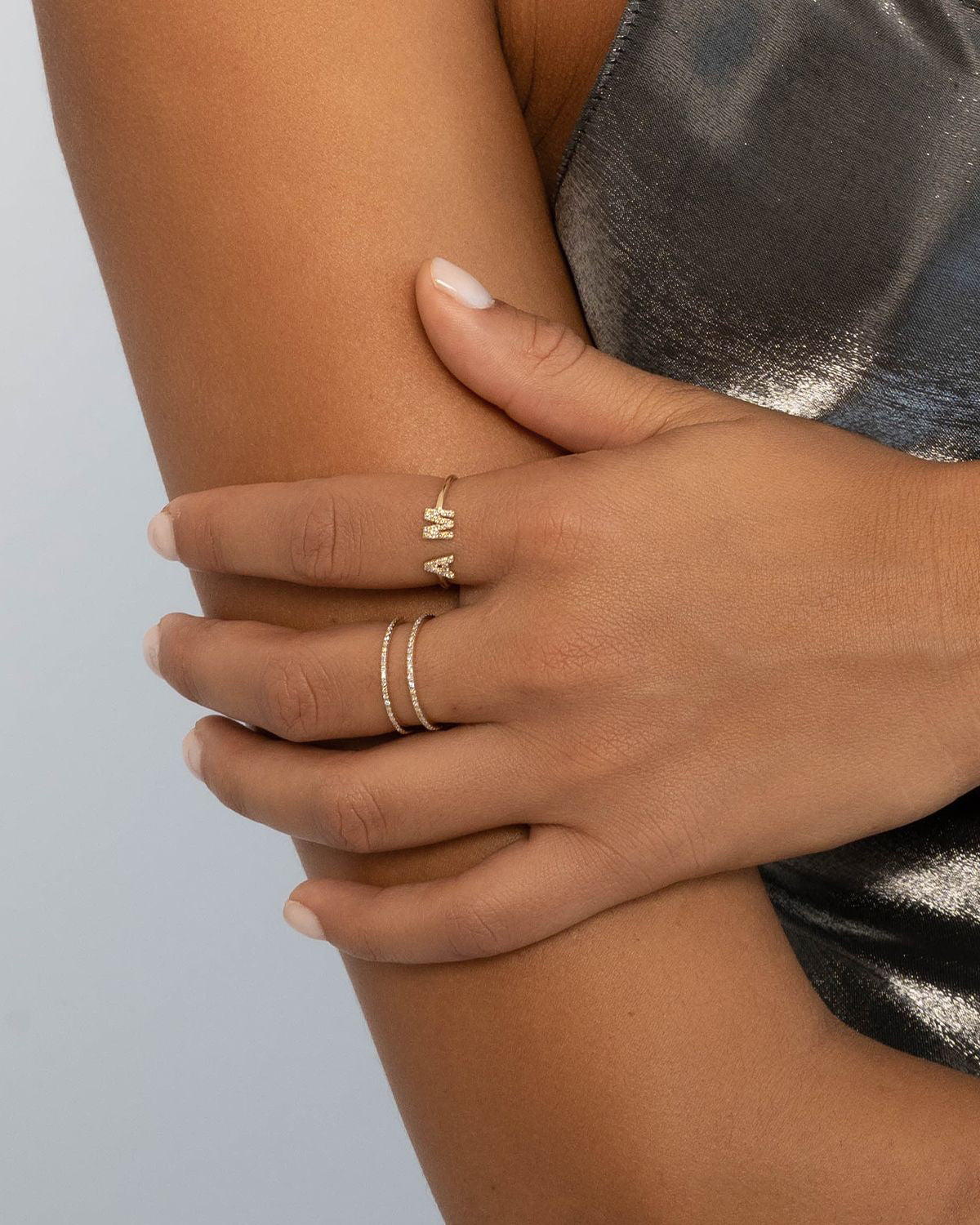 Double Band 14K Gold Diamond Eternity Ring