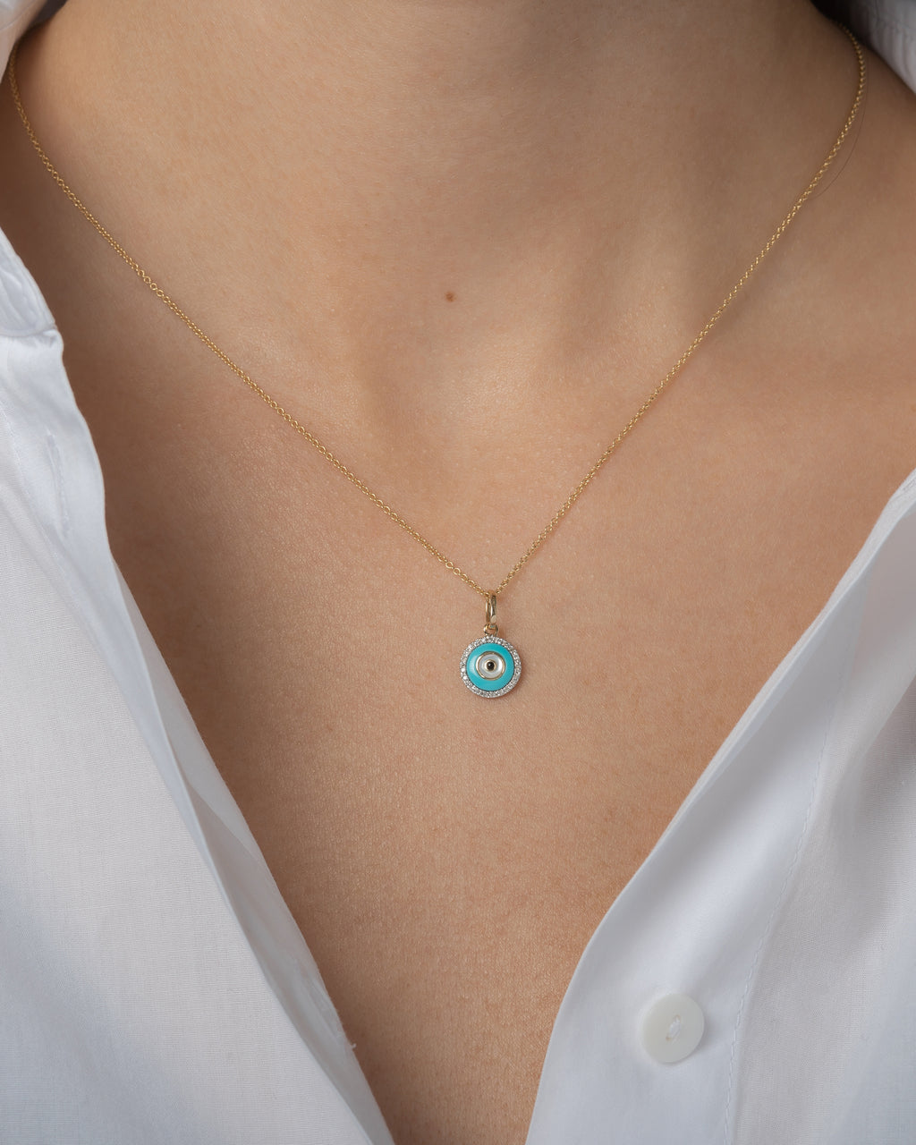 Diamond & Turquoise Evil Eye Pendant