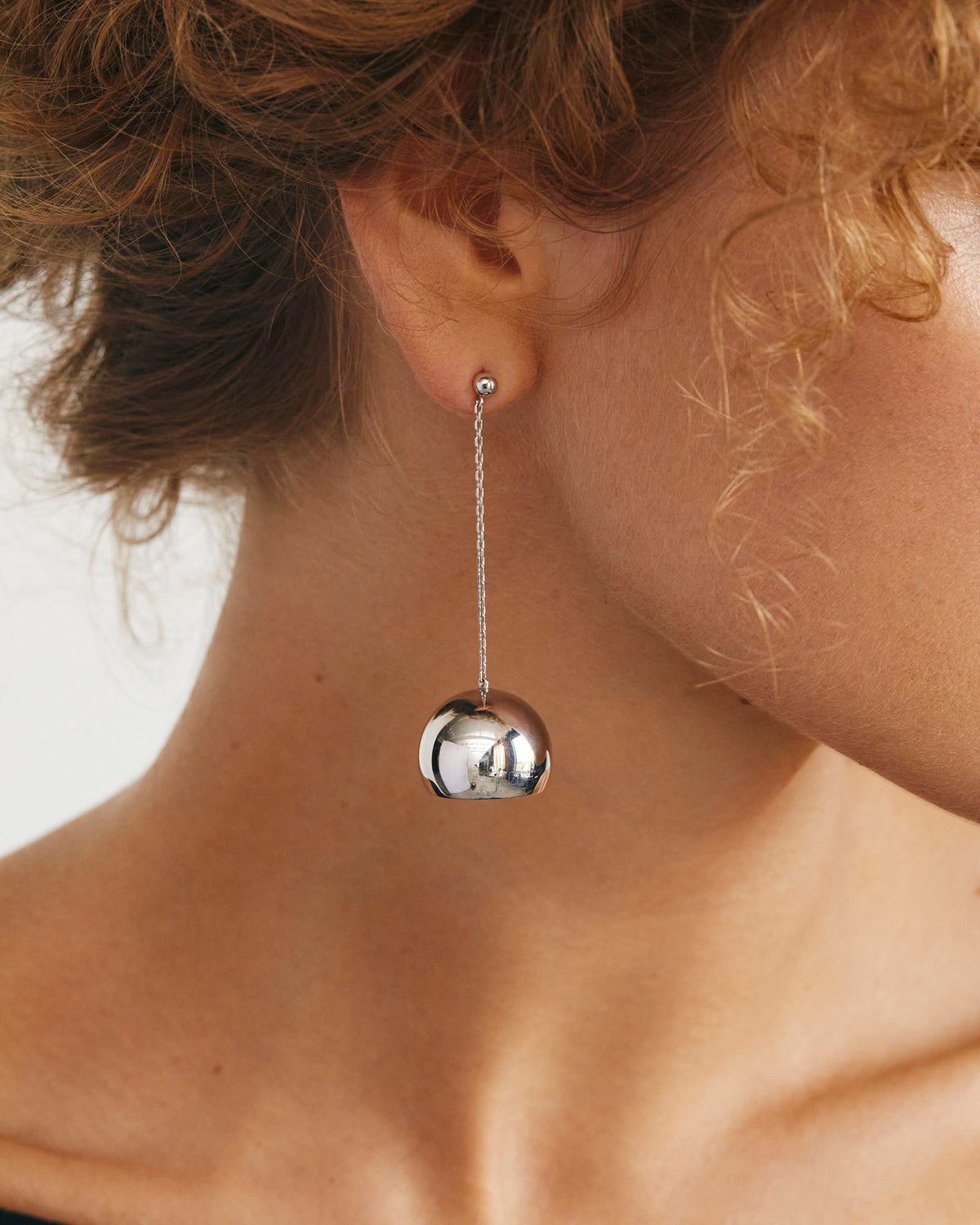18k Gold Semi-Sphere Drop Earrings