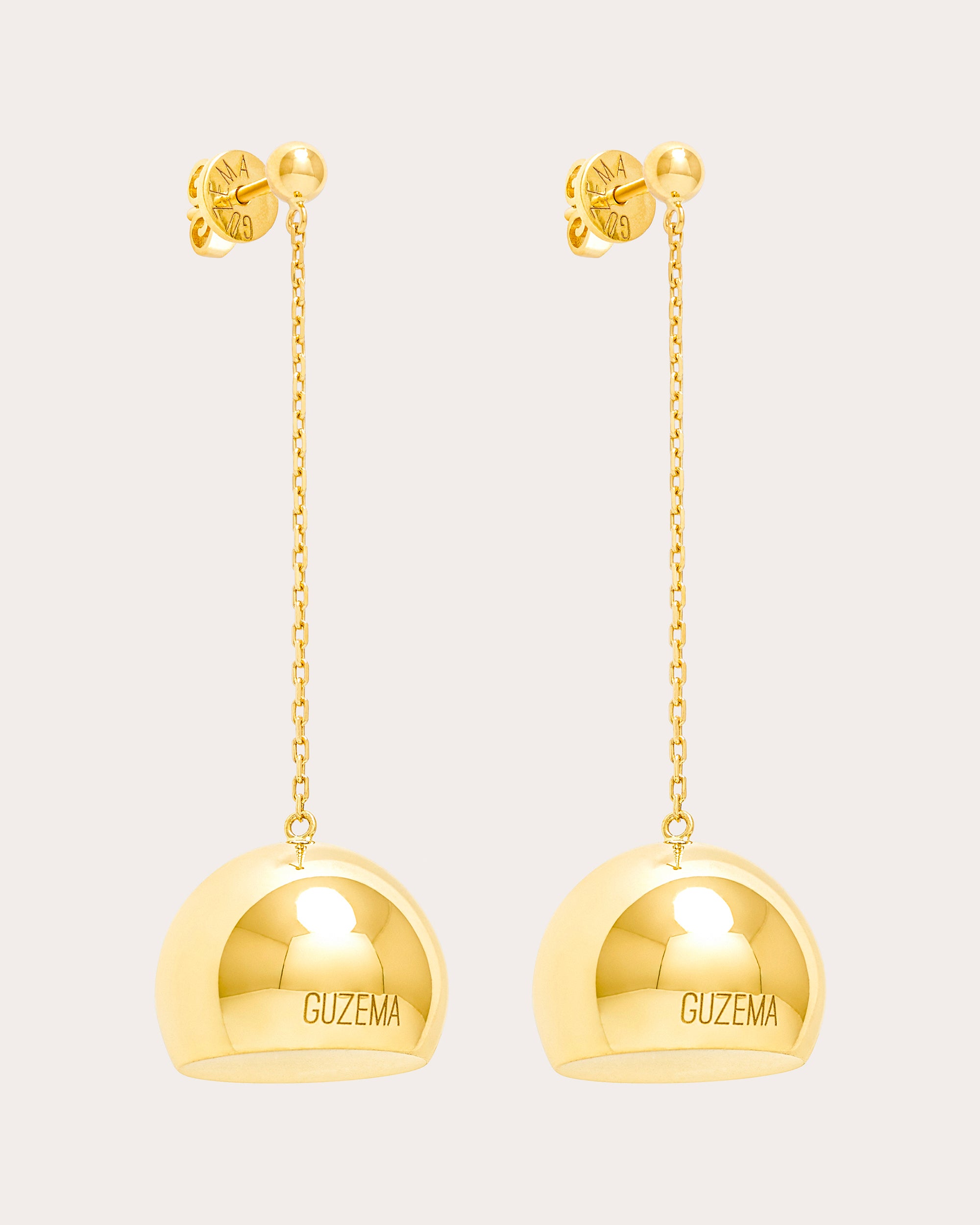 18k Gold Semi-Sphere Drop Earrings