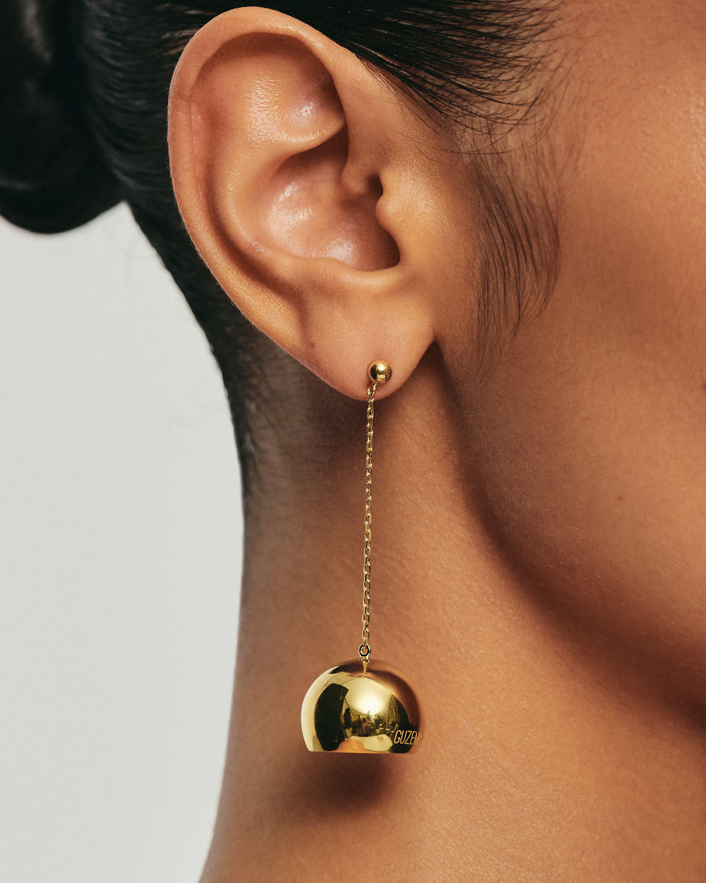 18k Gold Semi-Sphere Drop Earrings