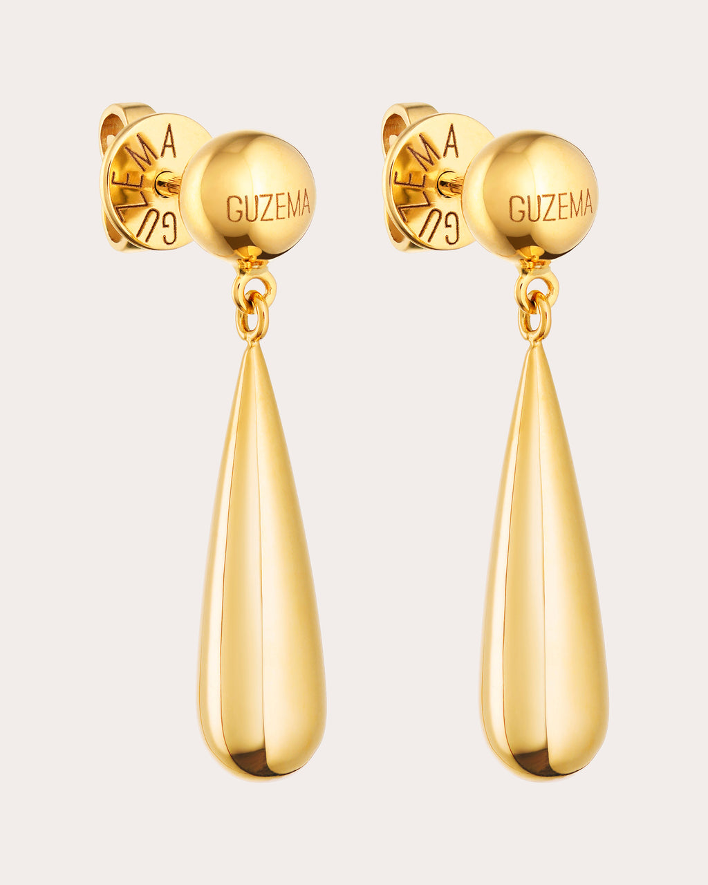 18k Gold Long Orb Drop Earrings