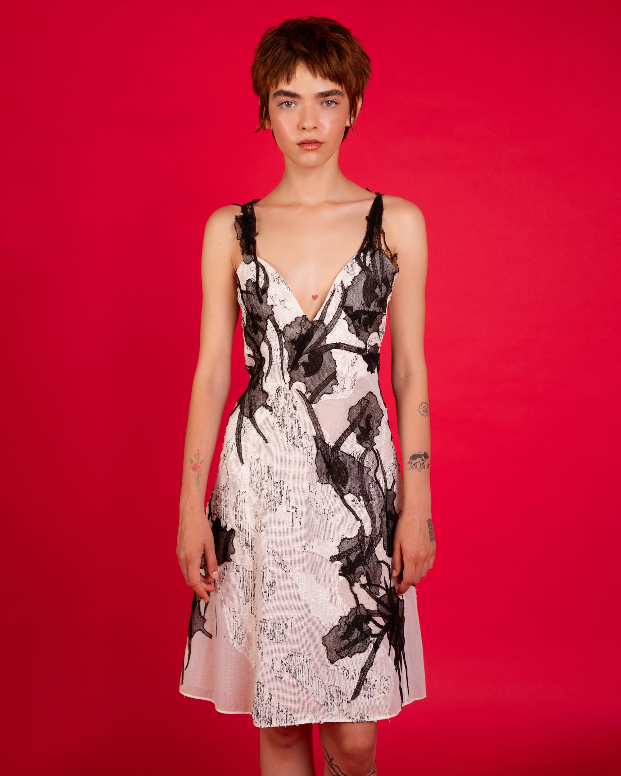 Jasmine Couture Lace Appliqué Mini Dress