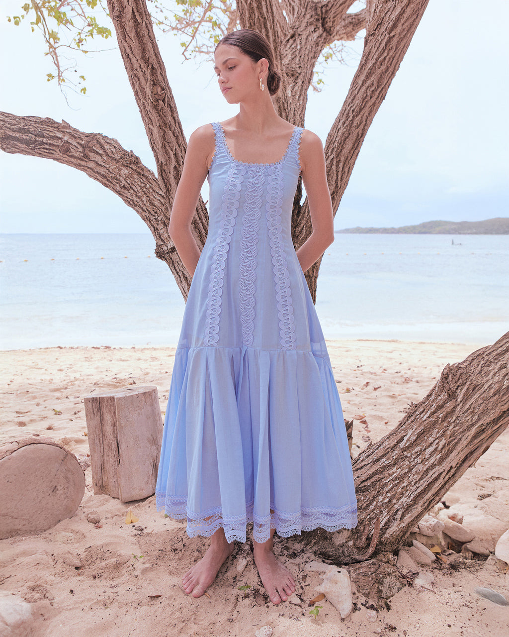 Despertar Embroidered Cotton Drop-Waist Maxi Dress