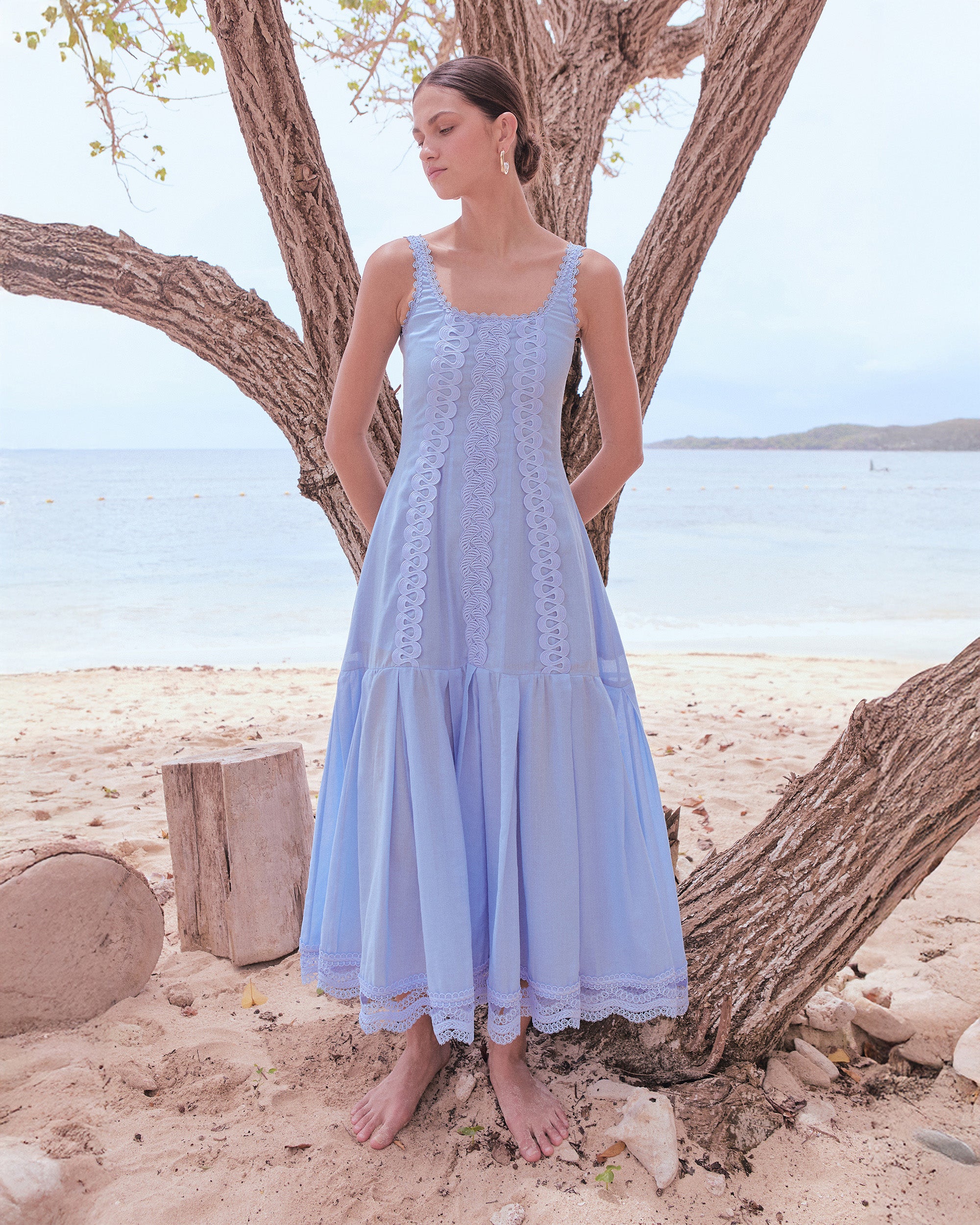 Despertar Embroidered Cotton Drop-Waist Maxi Dress