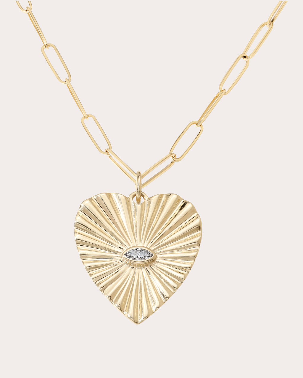 Diamond Large Sunbeam Heart Charm