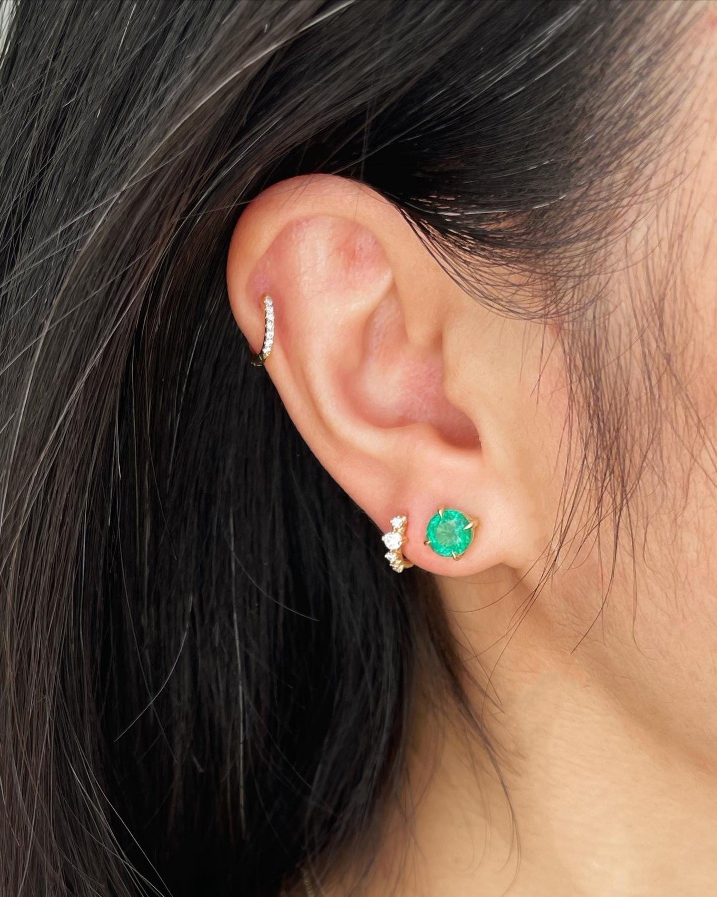 Diamond & 14k Gold Starburst Hoop Earring