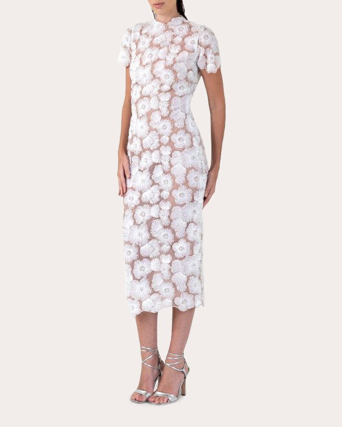 Yaile Embroidered Floral Lace Midi Dress