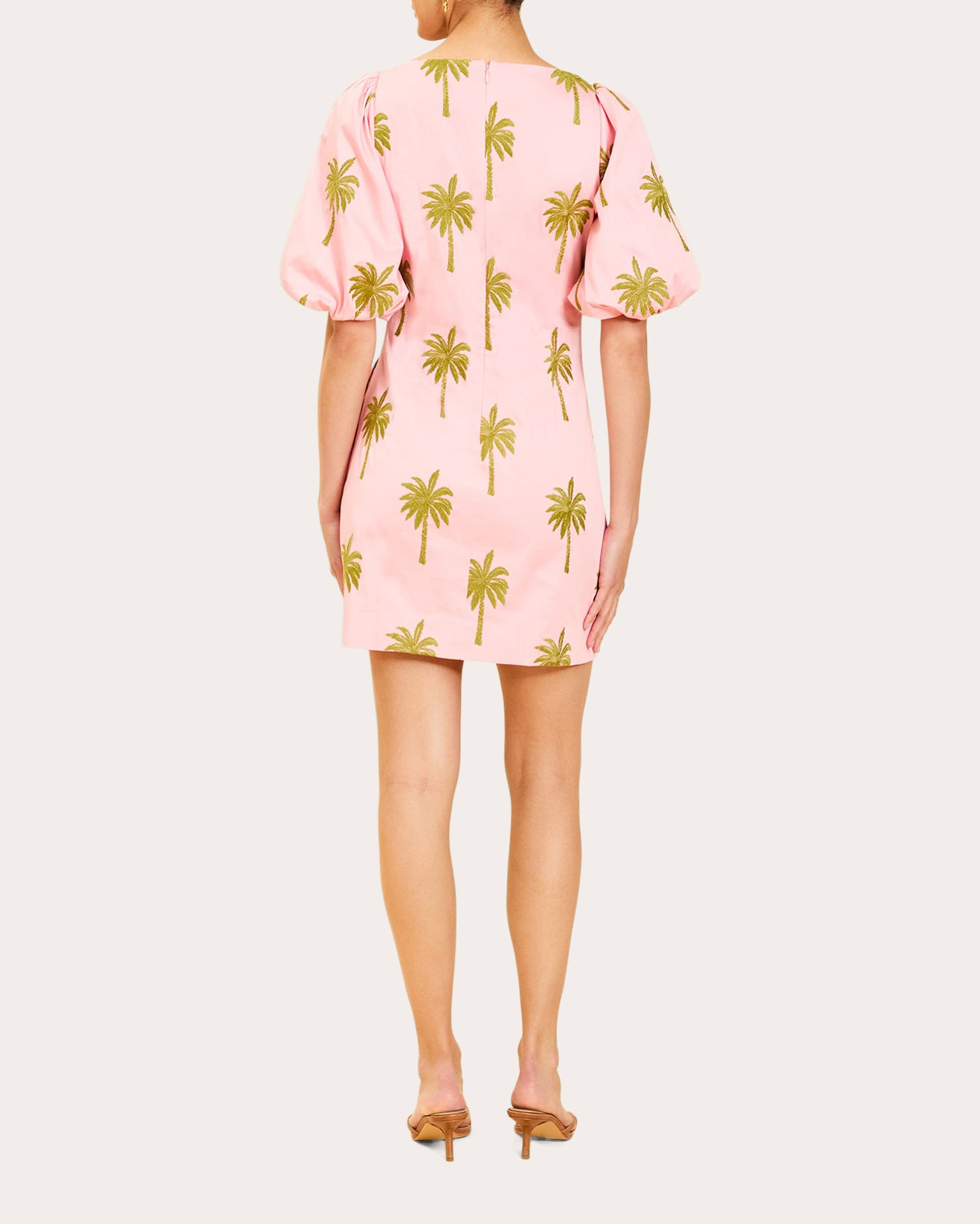 Donovan Embroidered Poplin Puff-Sleeve Mini Dress