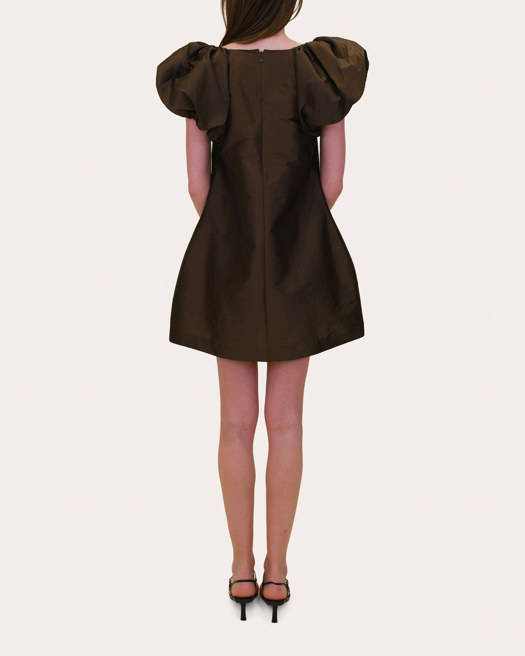 Drea Taffeta Puff-Sleeve Mini Dress