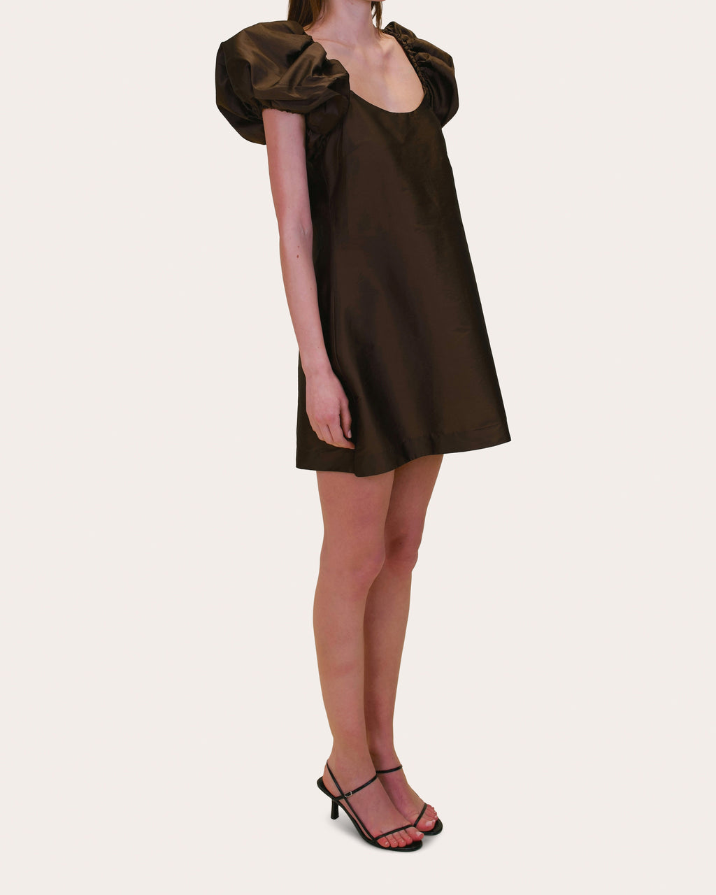 Drea Taffeta Puff-Sleeve Mini Dress