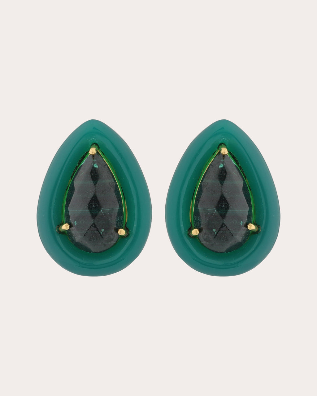 Green Onyx & Malachite Large Drops Earrings