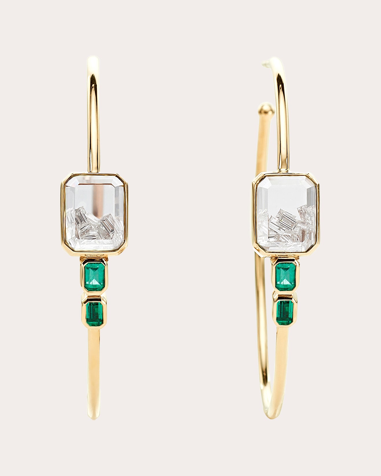 Emerald & Diamond Bala Shaker Hoop Earrings