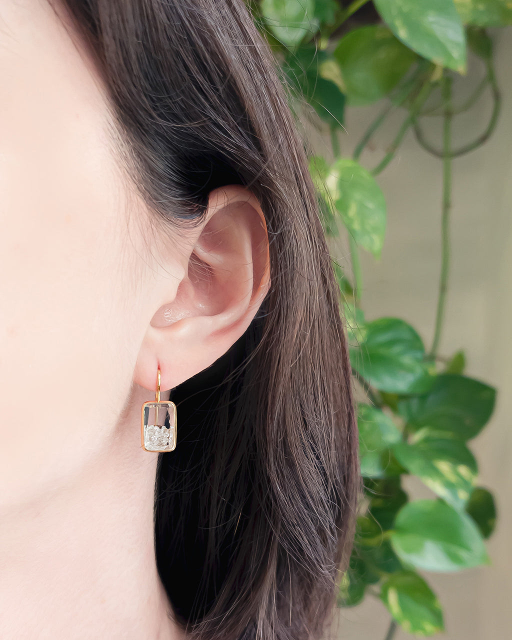 Petite Ten Fourteen 18K Gold Crystal and Diamond Shaker Earrings