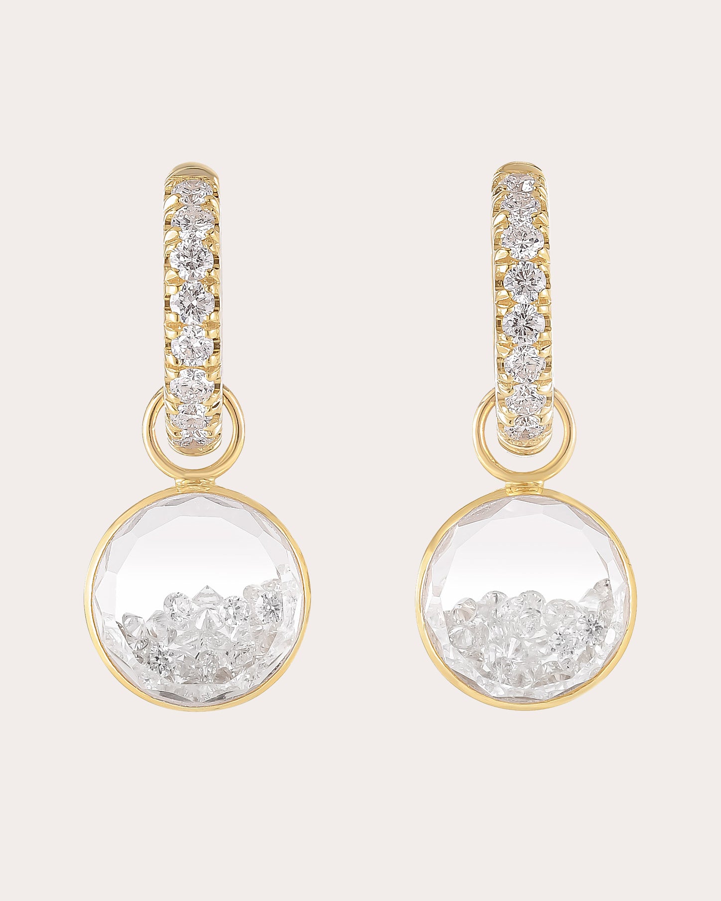 Gala 18K Gold Crystal and Diamond Shaker Hoop Earrings