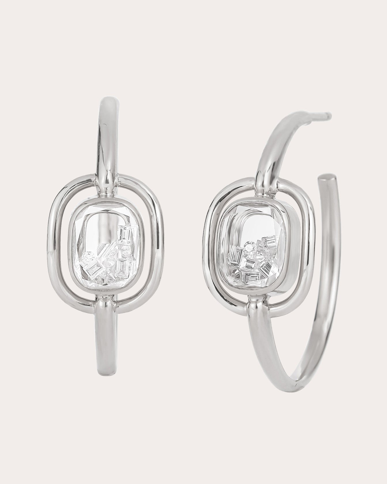 Diamond & 18k White Gold Elo 25 Shaker Hoop Earrings