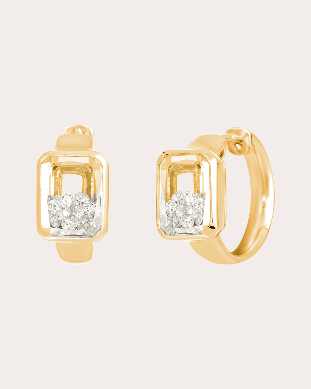 Diamond Neue Step-Cut Huggie Earrings