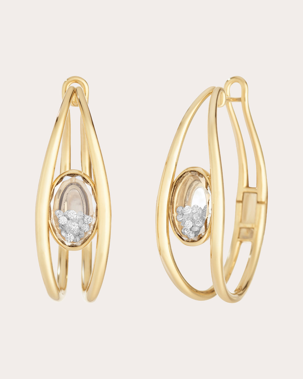 Diamond & 18k Gold Cascavel Shaker Hoop Earrings