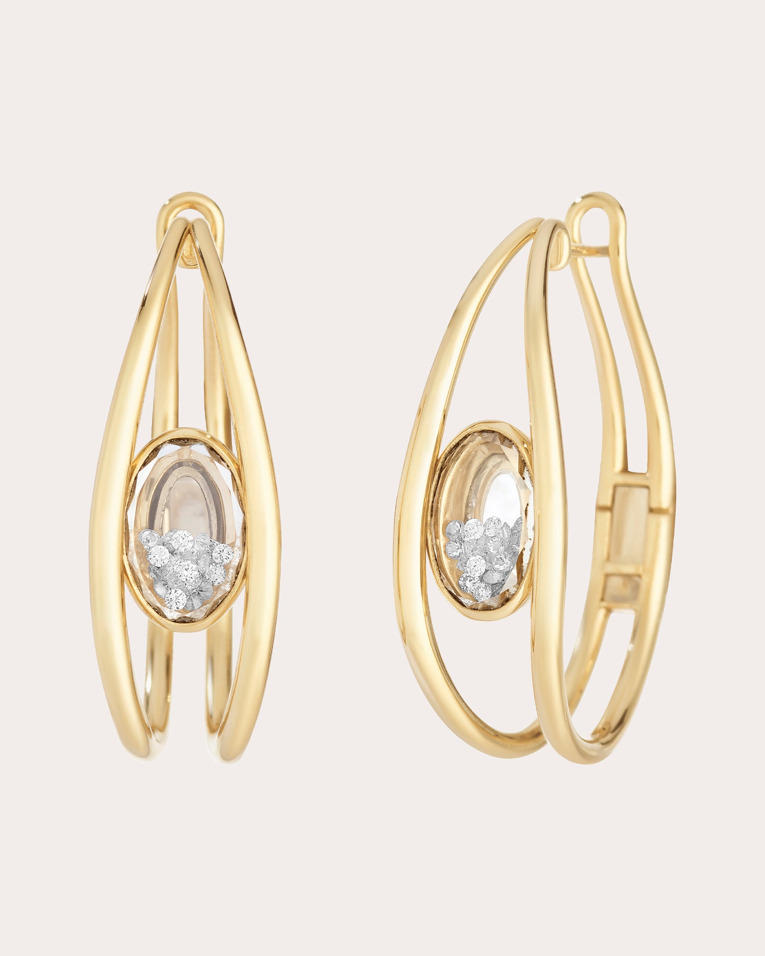Diamond & 18k Gold Cascavel Shaker Hoop Earrings