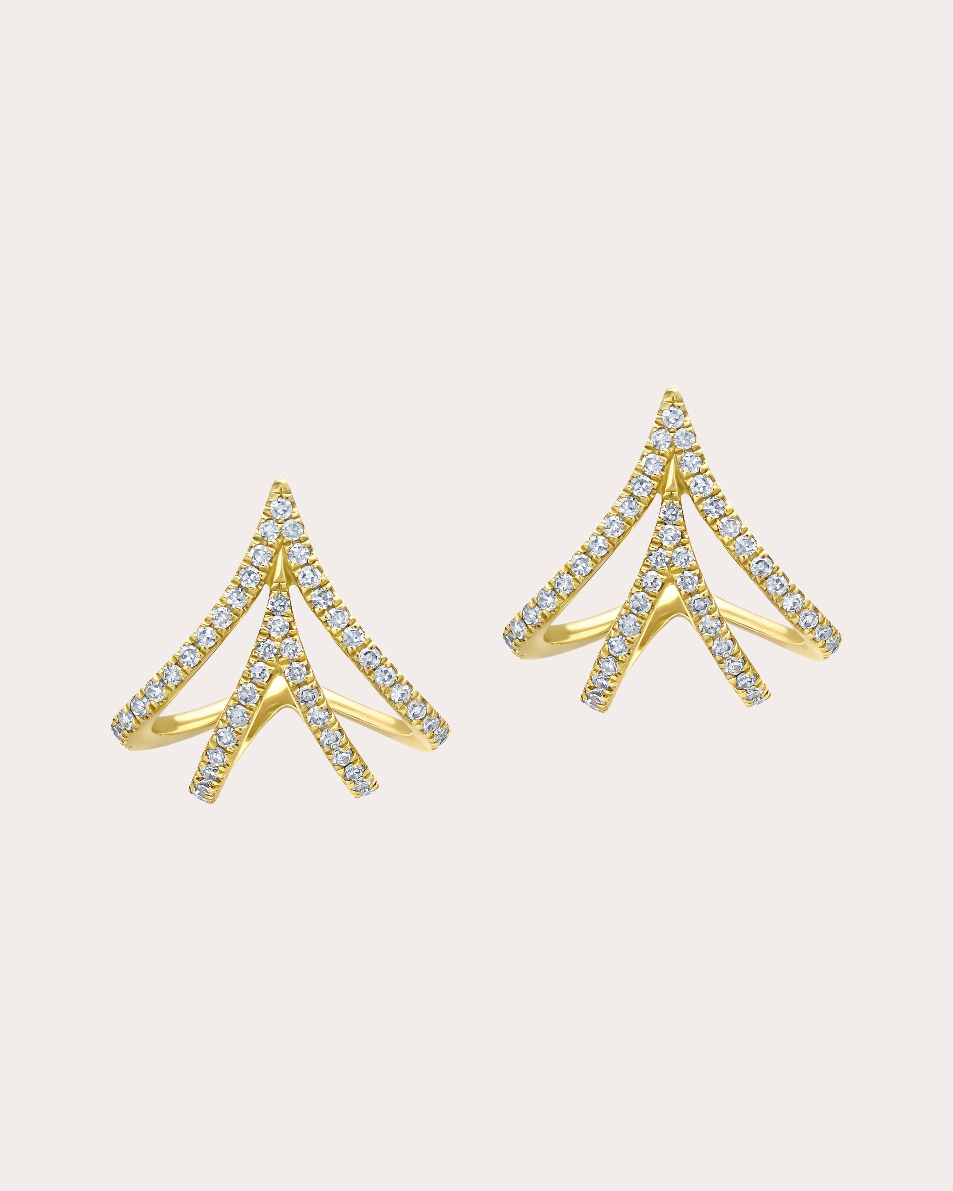 Diamond & 14k Gold Apse Cage Stud Earrings