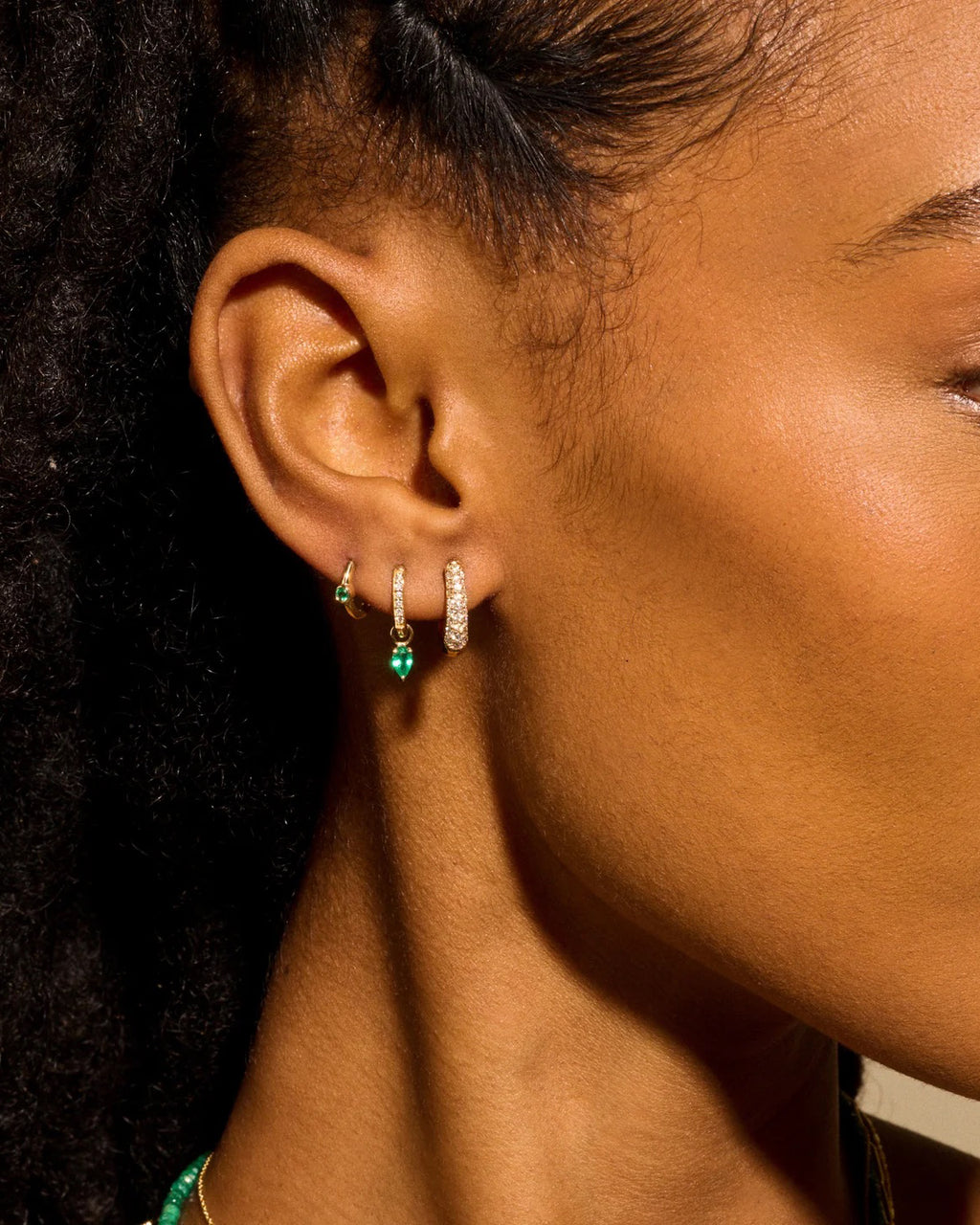 Emerald Romy Huggie Earrings