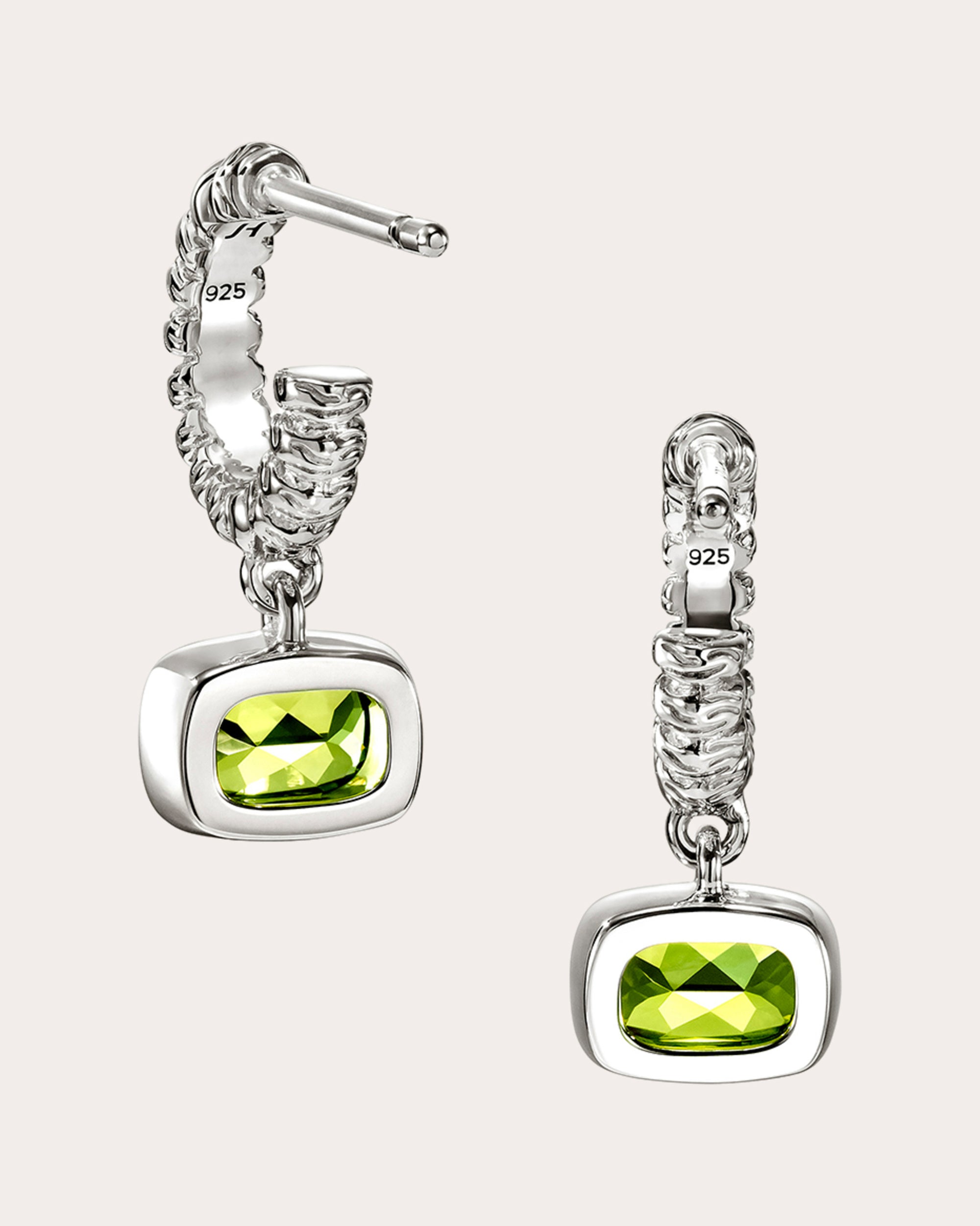 Peridot Heishi Gem Hoop Earrings