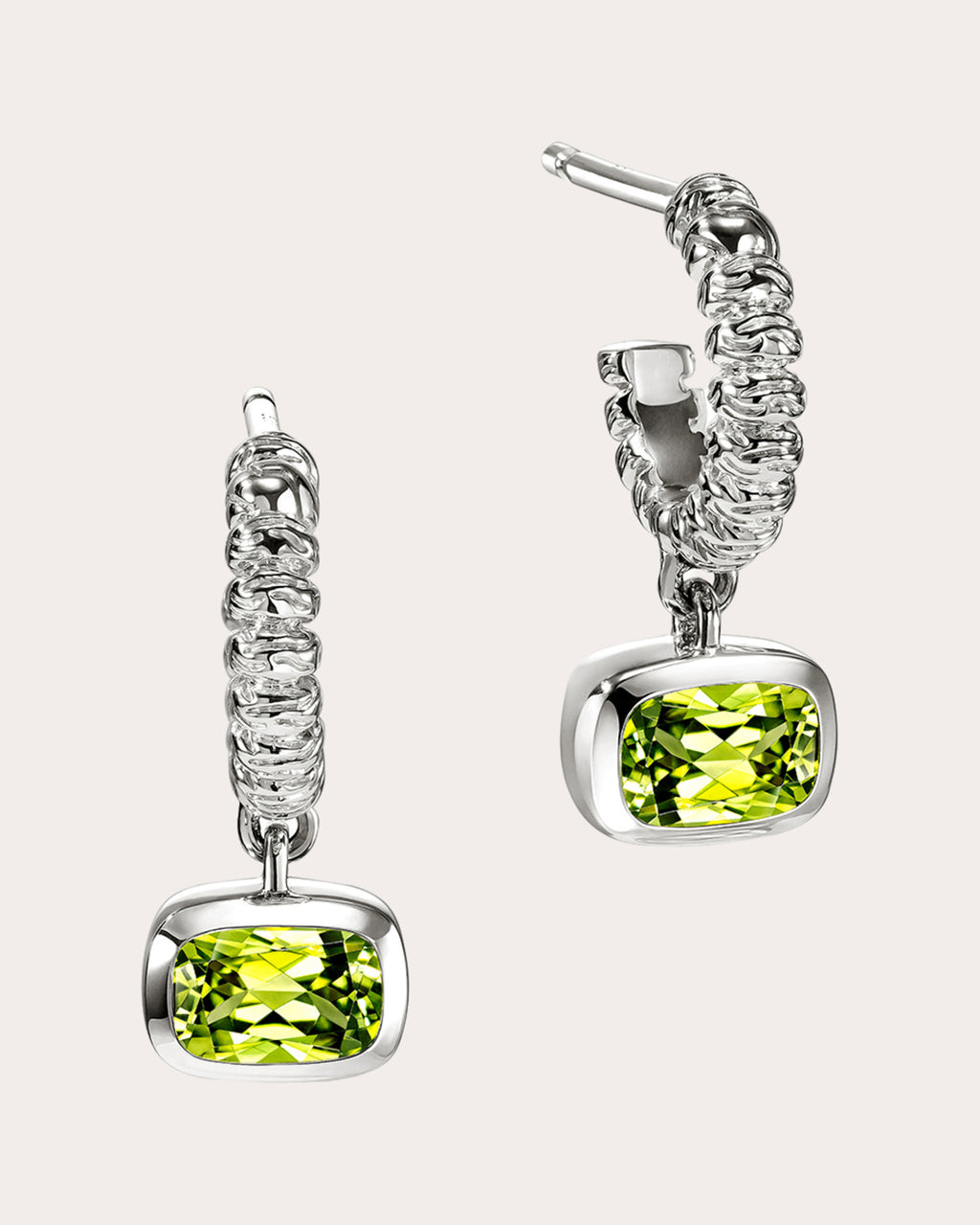Peridot Heishi Gem Hoop Earrings