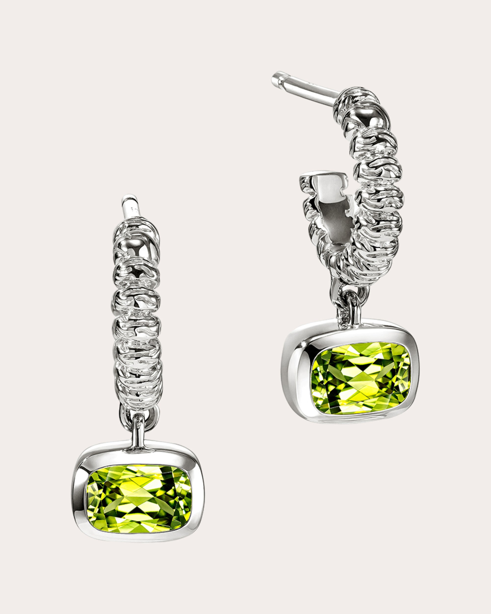 Peridot Heishi Gem Hoop Earrings