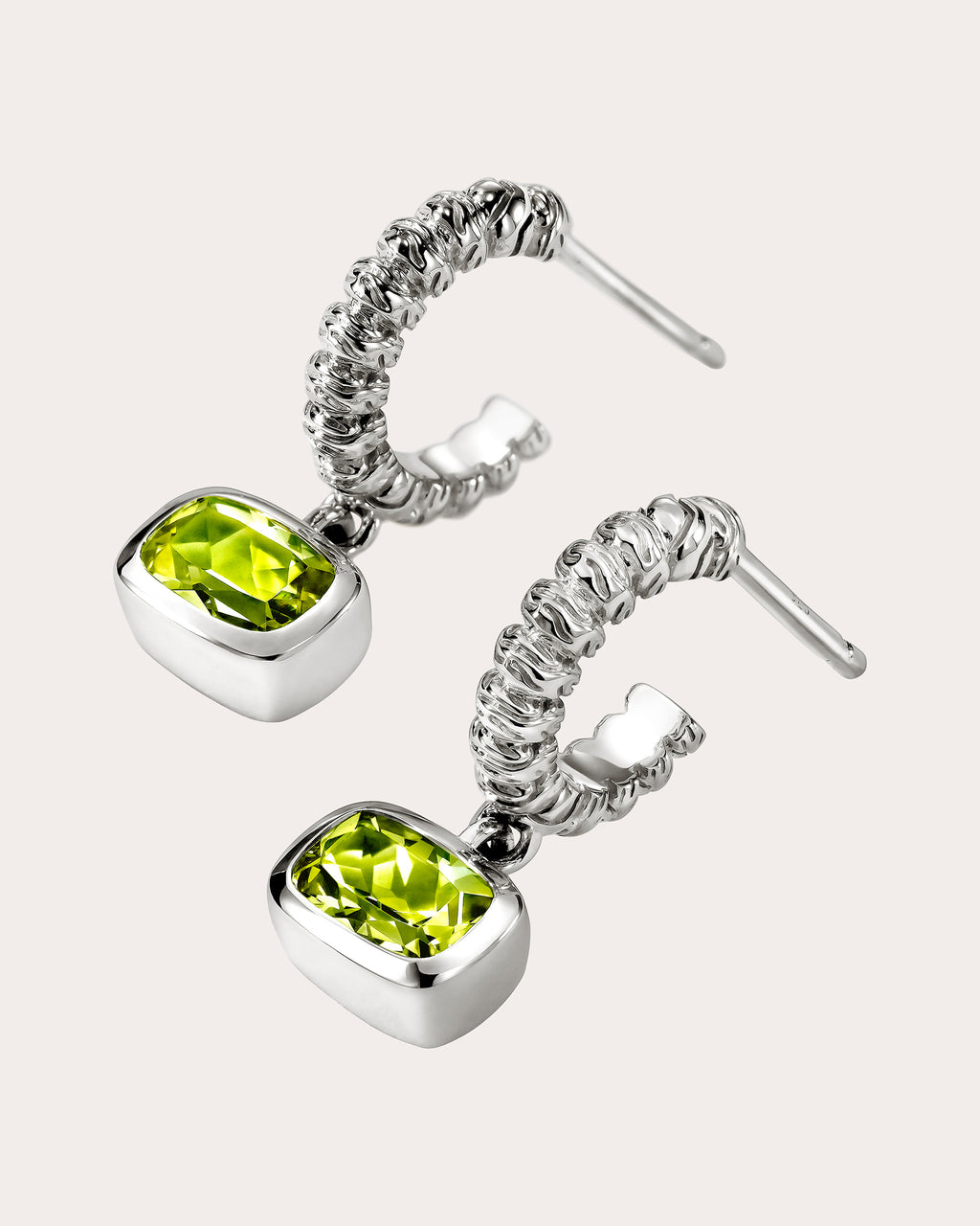 Peridot Heishi Gem Hoop Earrings