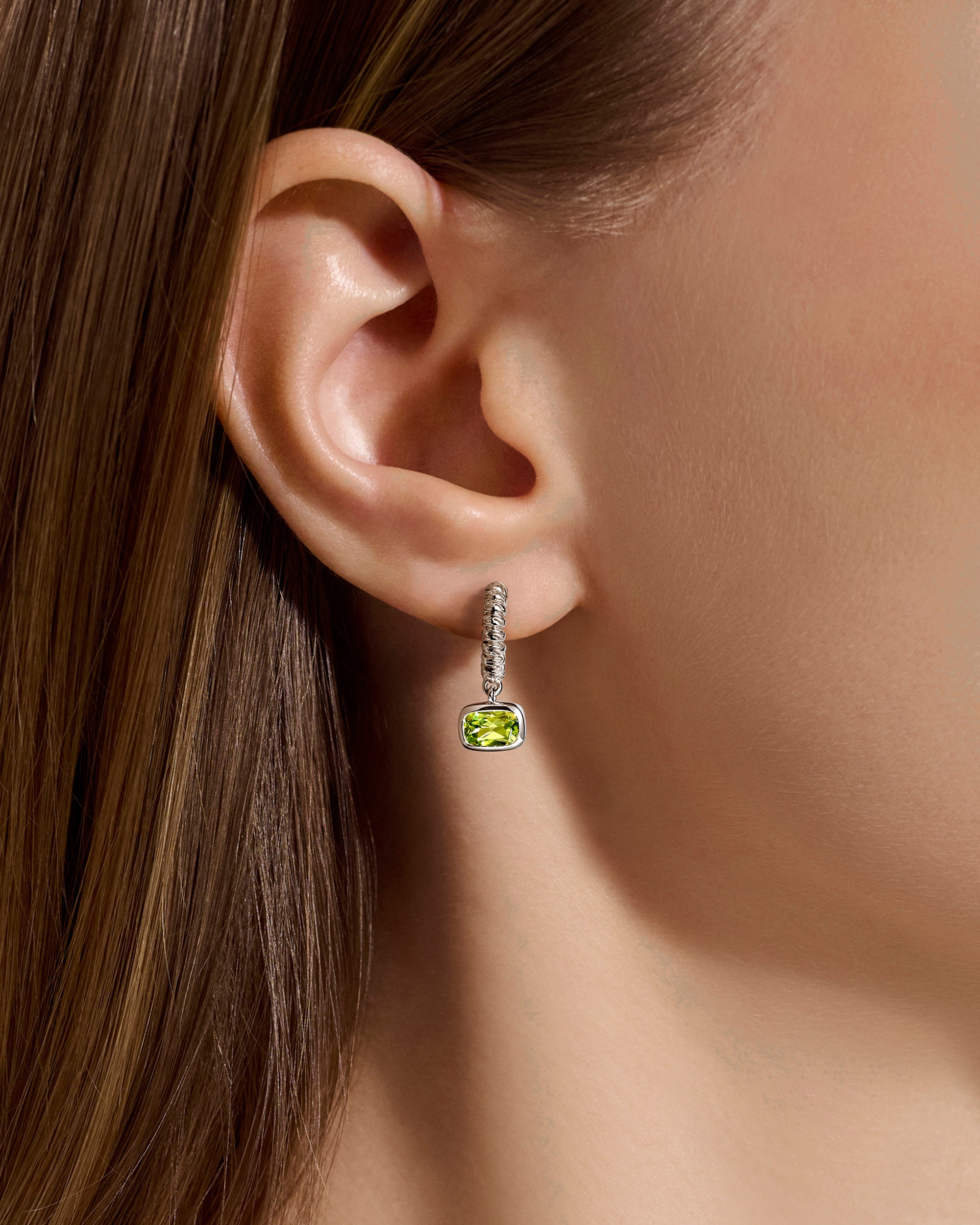 Peridot Heishi Gem Hoop Earrings