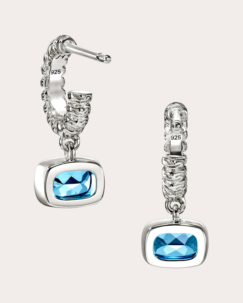 Swiss Blue Topaz Heishi Gem Hoop Earrings