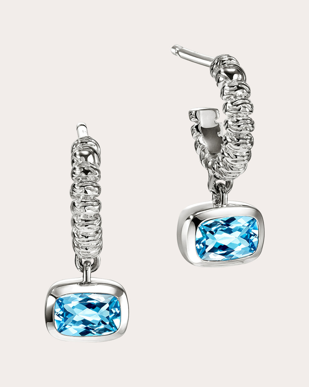 Swiss Blue Topaz Heishi Gem Hoop Earrings