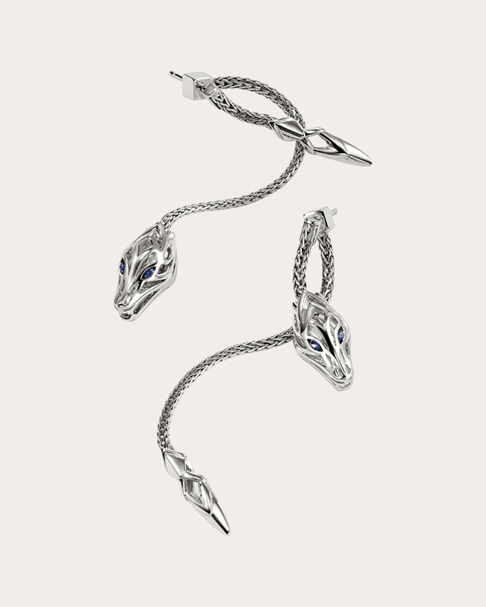 Blue Sapphire Naga Drop Earrings