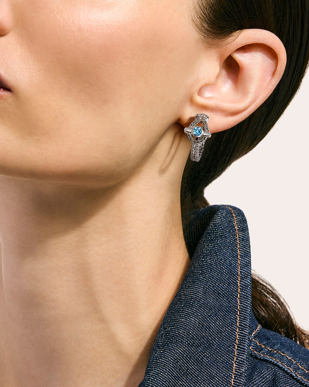 Swiss Blue Topaz Icon Hoop Earrings
