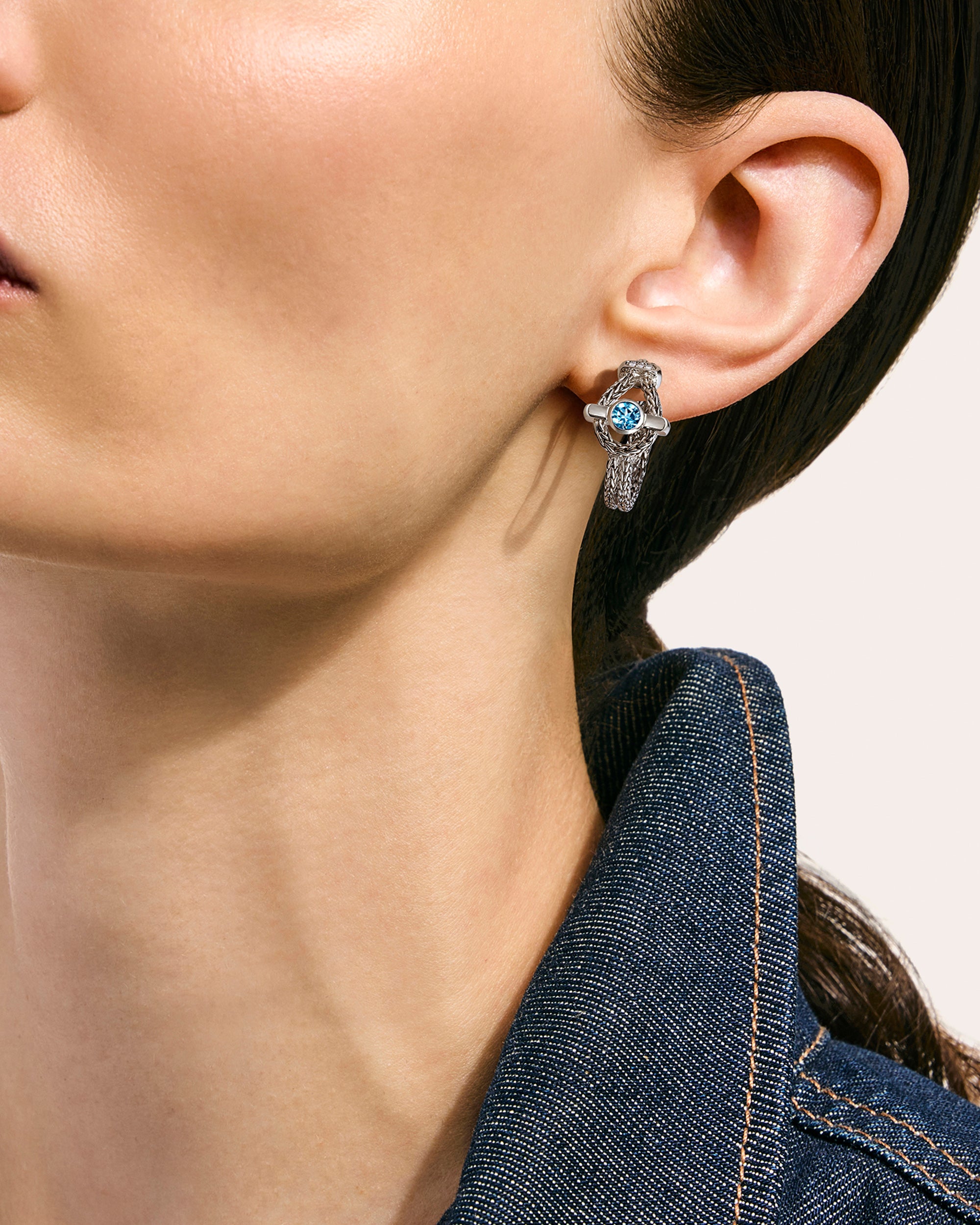 Swiss Blue Topaz Icon Hoop Earrings