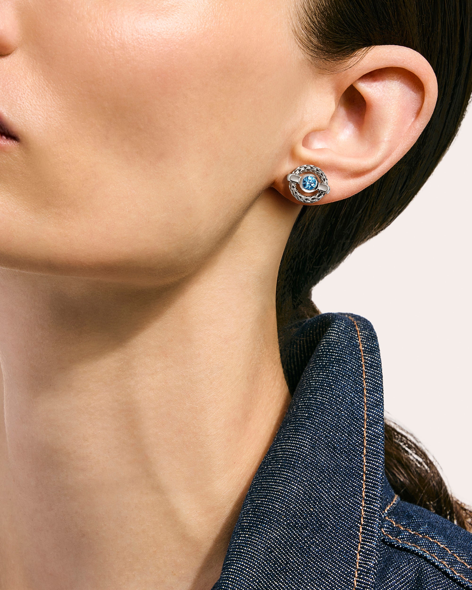 Swiss Blue Topaz Icon Stud Earrings
