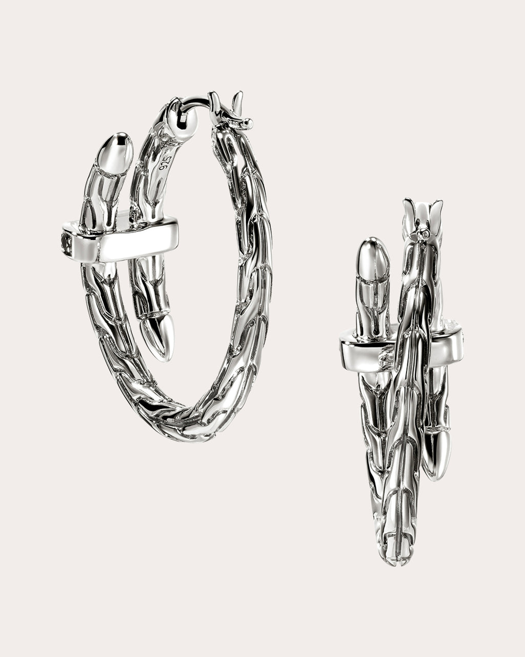 Blue Sapphire Spear Hoop Earrings