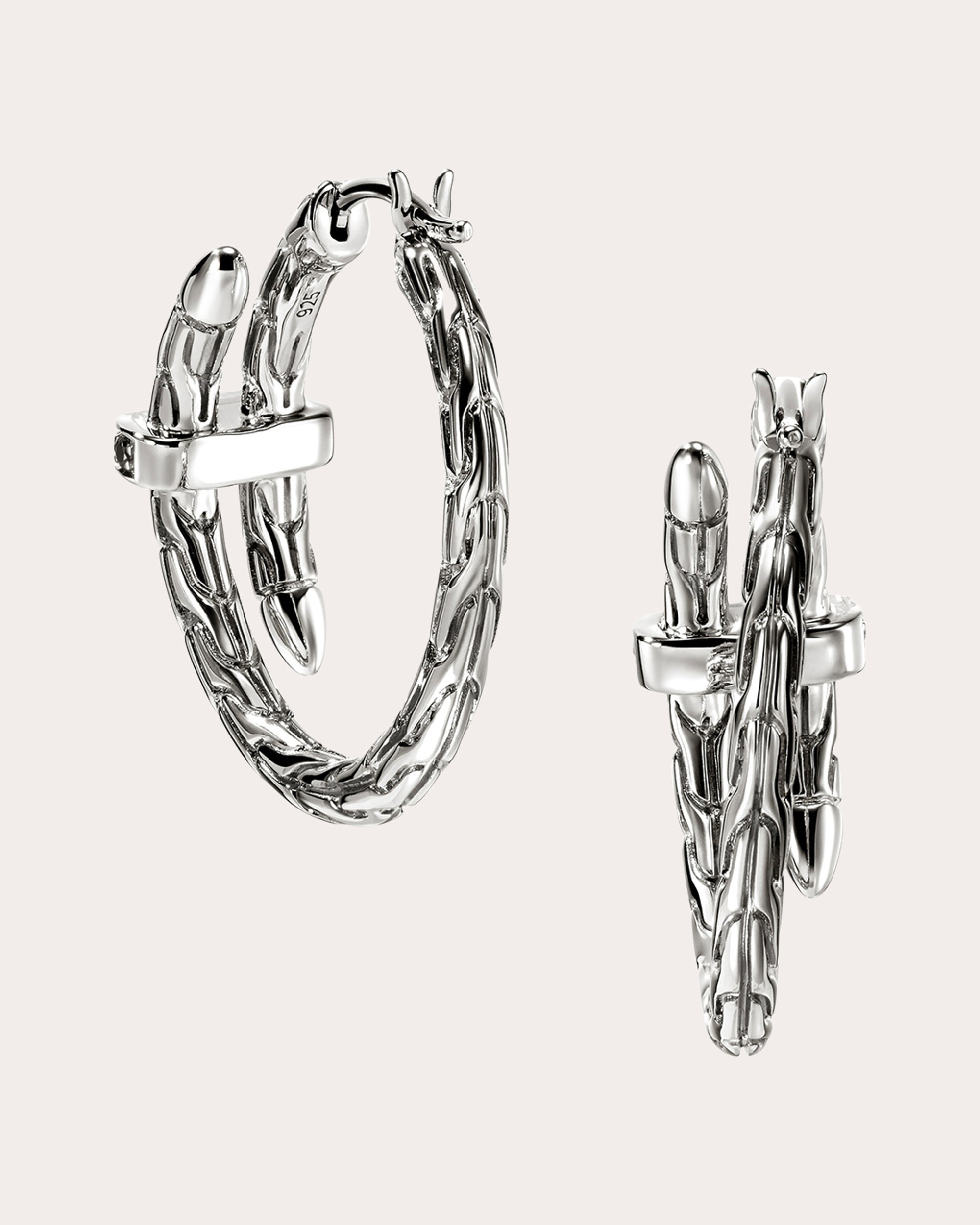 Blue Sapphire Spear Hoop Earrings