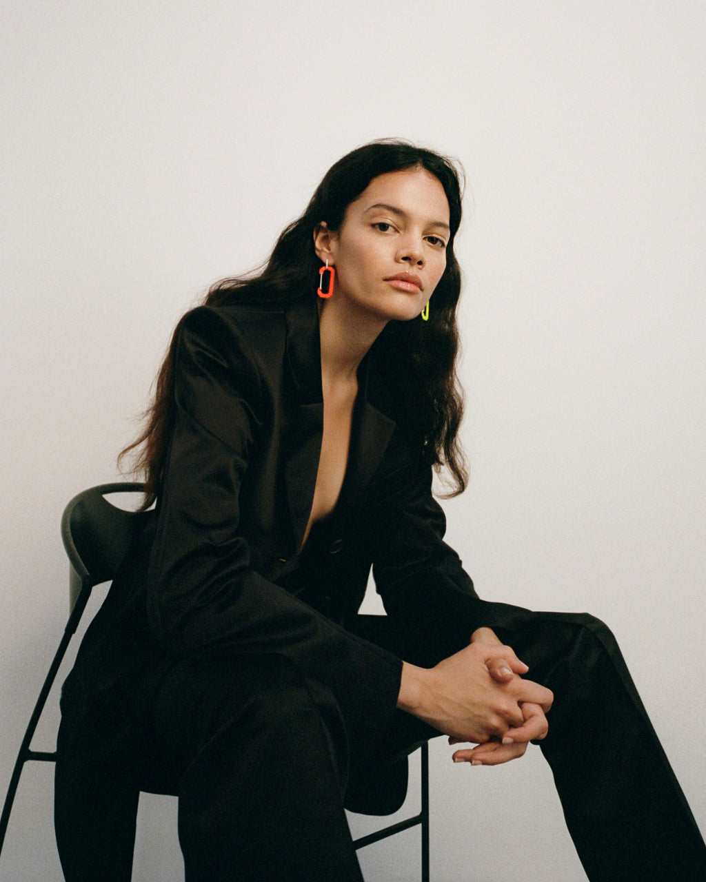 Small Chiara Painted 18K Gold and Diamond Single Earring