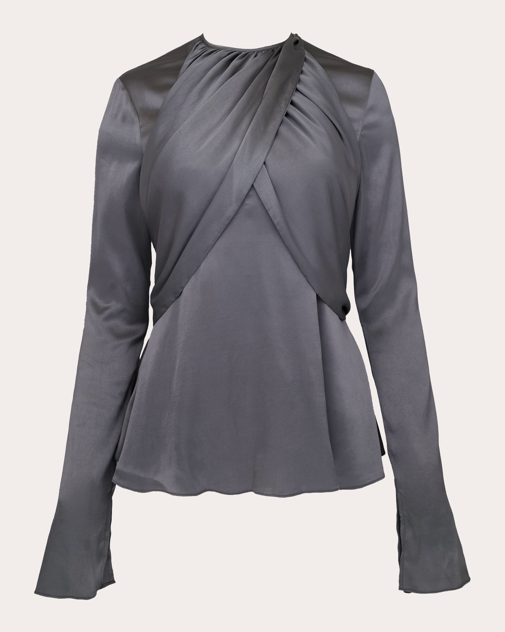 Elowen Satin Gathered Crossover Top