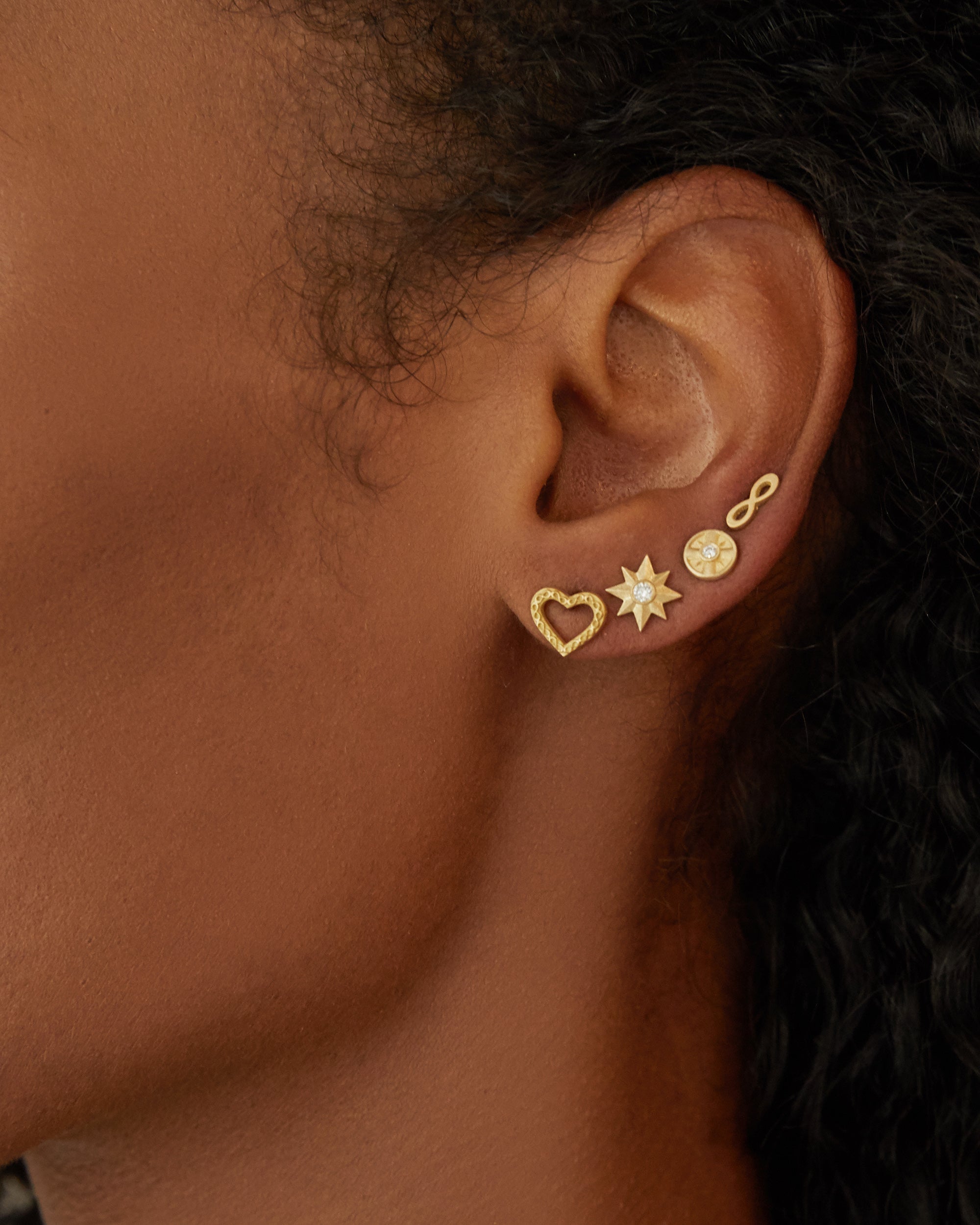 Diamond & 14k Gold Eye of the Sun Stud Earrings