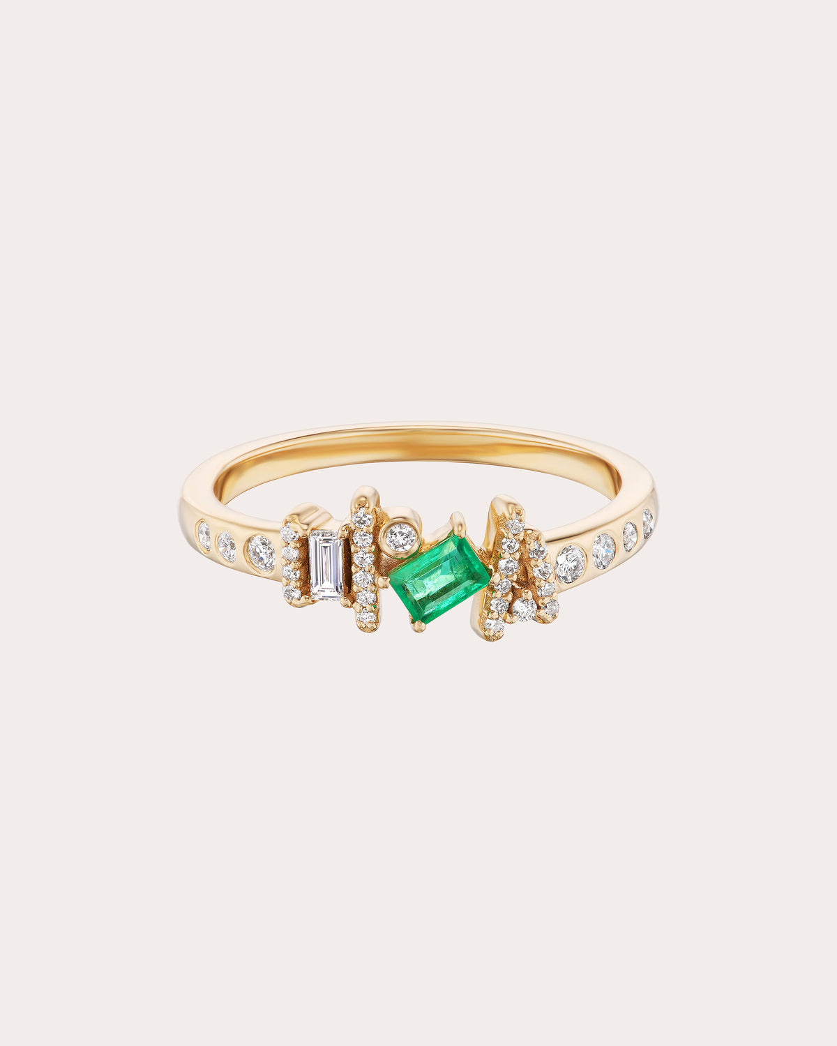 Emerald & Diamond 14k Gold Ethereal Angel Ring | Olivela