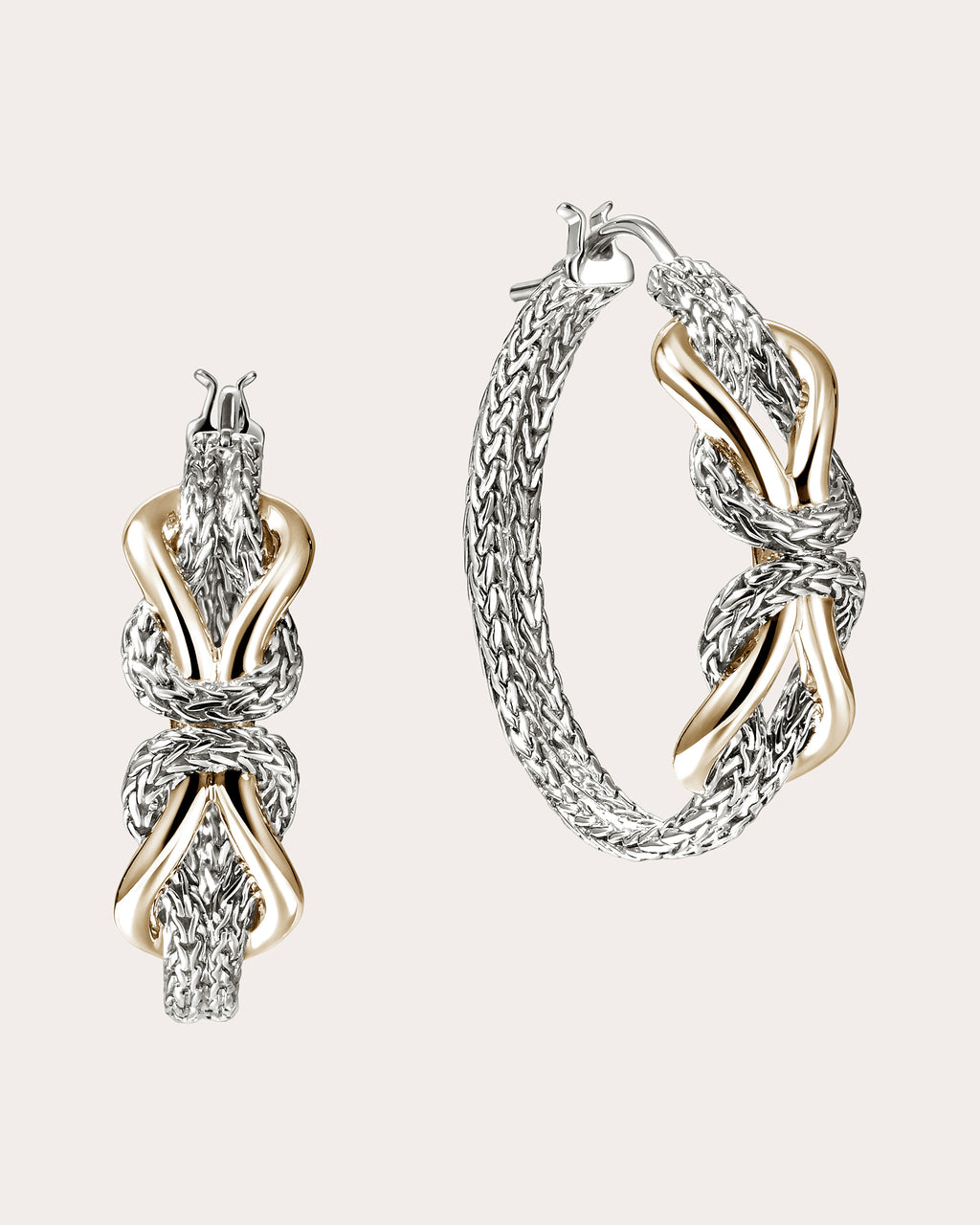 Two-Tone Infinite Love Knot Hoop Earrings