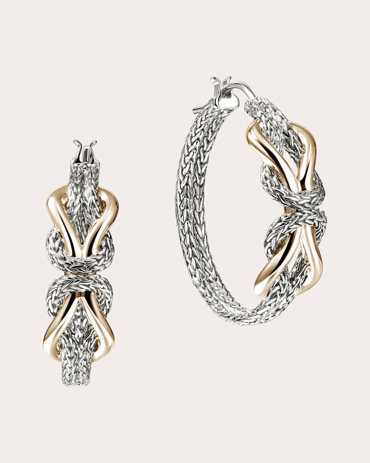 Two-Tone Infinite Love Knot Hoop Earrings